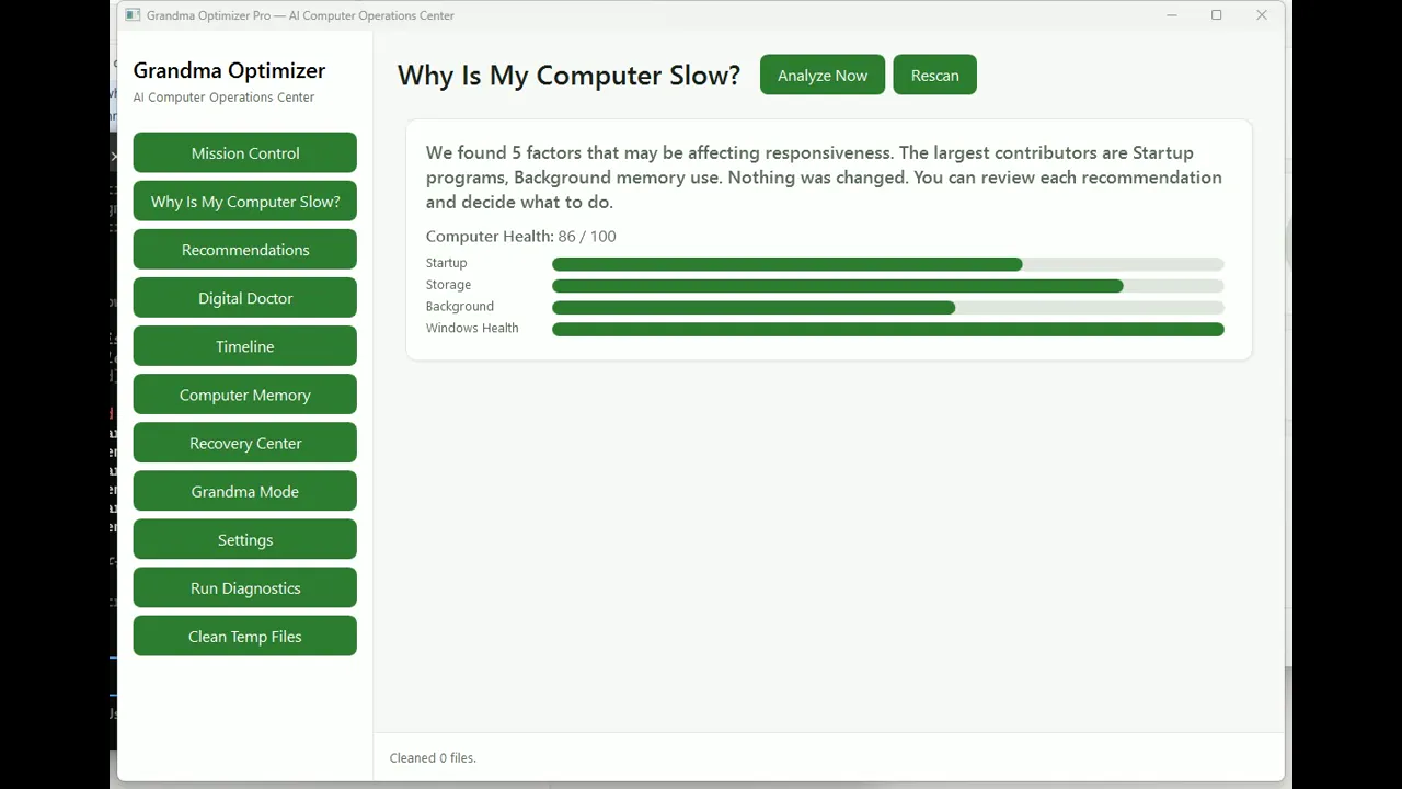 Review screen showing recommended actions awaiting approval